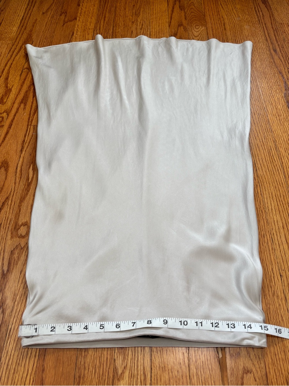 Quince Luxury Modern Feminine 100% Silk Champagne Satin Pull On Midi Skirt Sz M - Picture 12 of 16